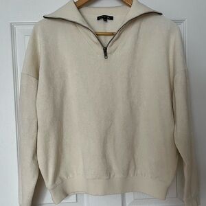 Soeur Half Zip-Up Cream Terry Cloth Women’s Sweatshirt
